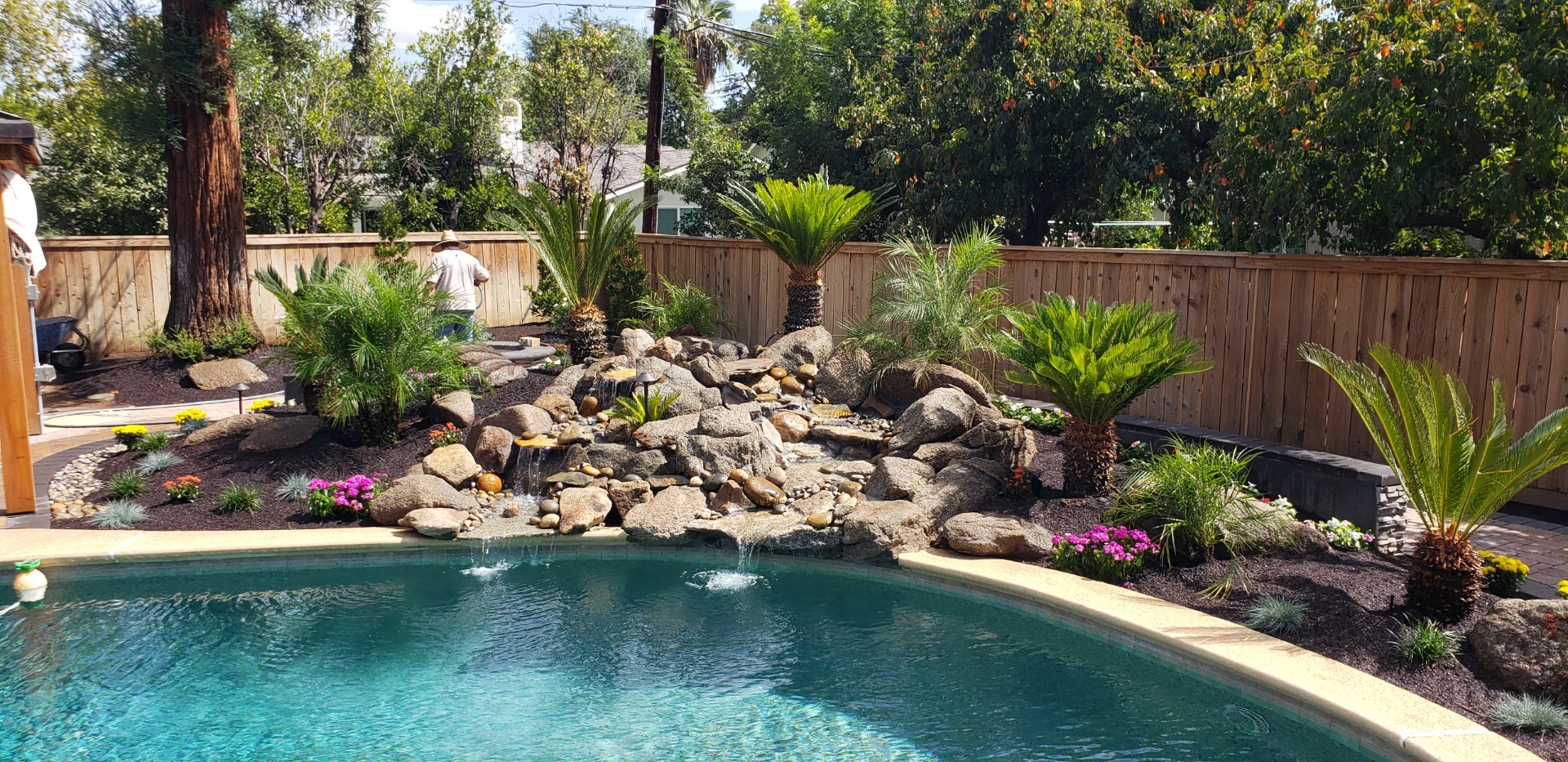Pool waterfall feature