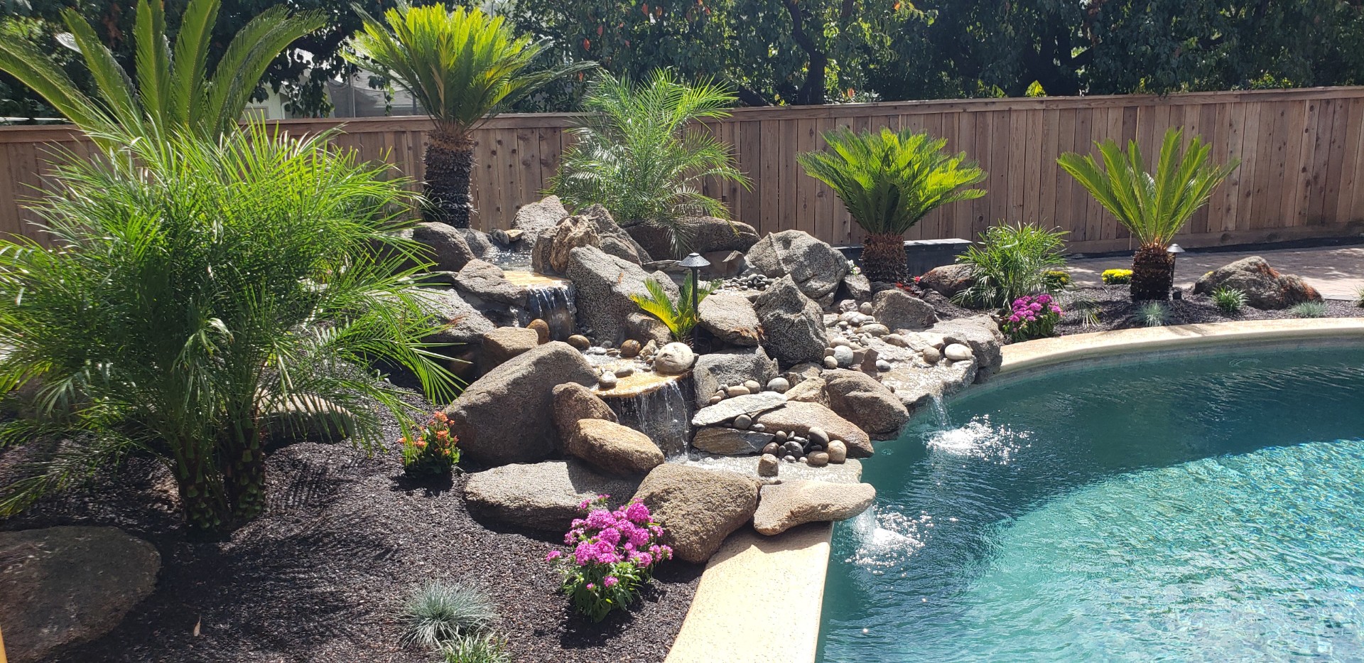 Poolside rockscape detail